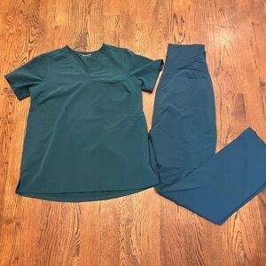 Mandala Teal Maternity Scrub set